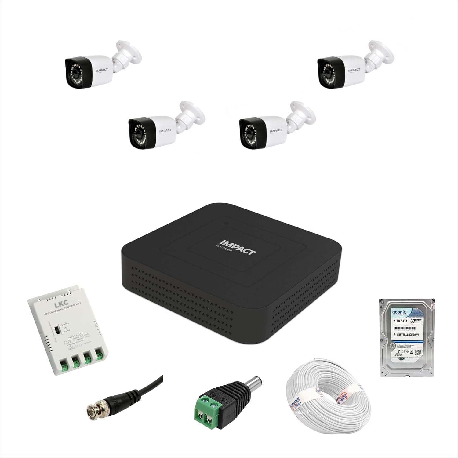 Impact by Honeywell 2 MP CCTV KIT with 4 Channel DVR I 4 Dome Cameras I 1 TB Hard Disk & Accessories I Made in India I White (I-MKIT4CH-2_K)-image-39