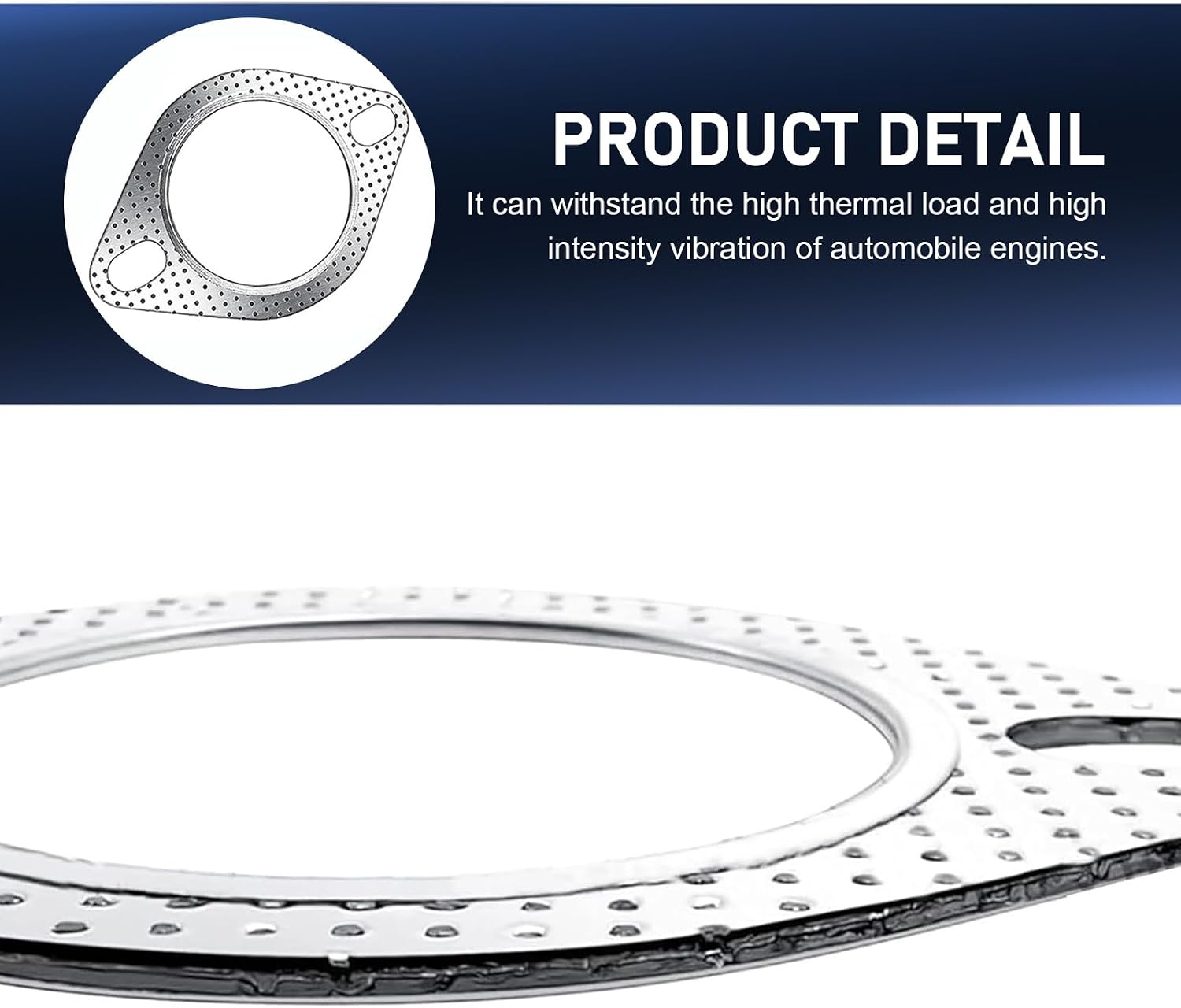 2 PCS Exhaust Gaskets, Stainless Steel Oval Car Exhaust Manifold Gaskets, 2.28–2.36" 2-Bolt High Temperature Catalytic Converter Gasket, Exhausts Pipe Interface Gasket Replace for Most Cars