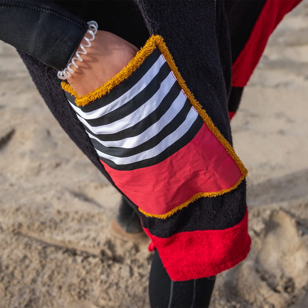 WAVE HAWAII ZIP-Surfponcho für Körpergrößen von 161-183 cm aus 100% ÖKO Baumwolle Umkleidehilfe für Schwimmen Strand Surfen Duschponcho Surf Poncho für Damen Herren Erwachsene