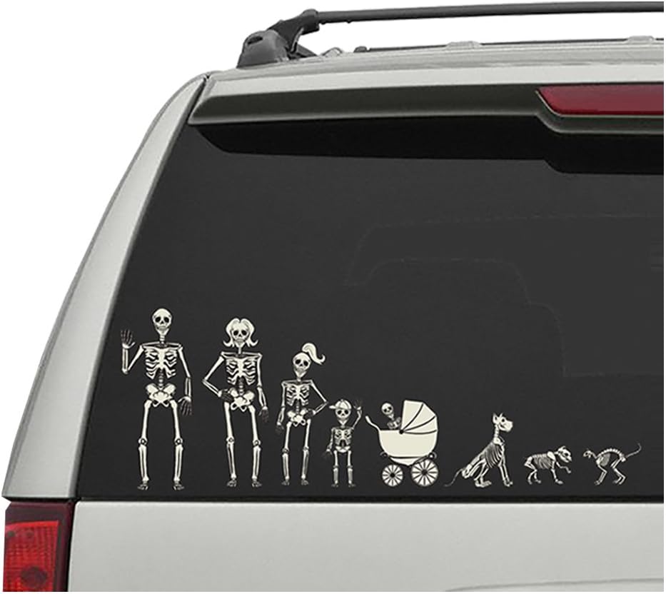 Amazon アメリカ定番 車ステッカー クレイジーボーンズ スケルトンファミリースティッカー 家族ステッカーキット ステッカー デカール 車 バイク