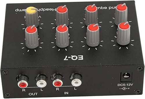 Miniatura 8 de Ecualizador de sonido de 7 bandas, DC5V-12V Entrada de salida RCA 12dB Ajuste de graves alto aleación de aluminio Ecualizador digital de doble canal
