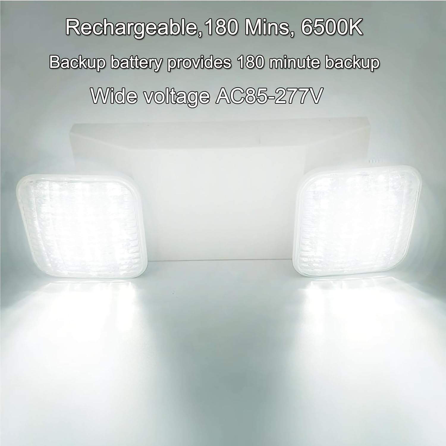 LED Emergency Light with Battery Backup, 2 Adjustable LED Heads Emergency Light Fixture, Commercial Emergency Light, 110-277V AC, UL Listed Emergency Light for Home Power Failure 8 Pack