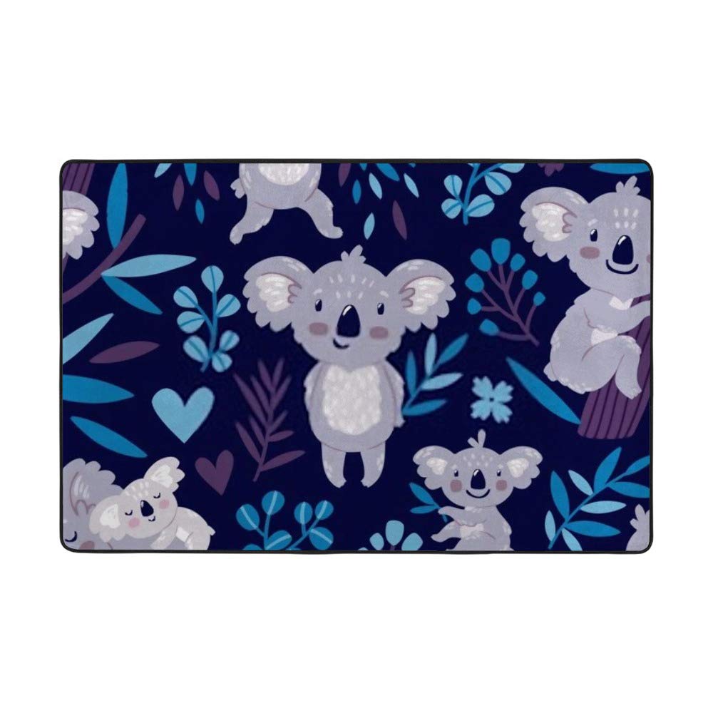 Tapis de salon velours corail doux motif ours koala mignons grand