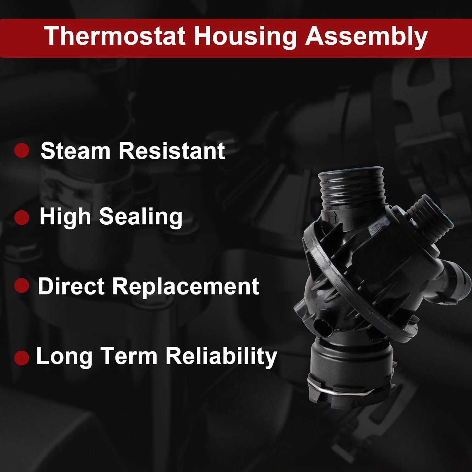 AUCERAMIC Engine Coolant Thermostat Housing Assembly w/Sensor Fit for BMW 335i, 335i GT xDrive, 335i xDrive, 435i, 435i Gran Coupe, 435i xDrive, 435i xDrive Gran Coupe, M2, M235i, X5, X6, 3.0L