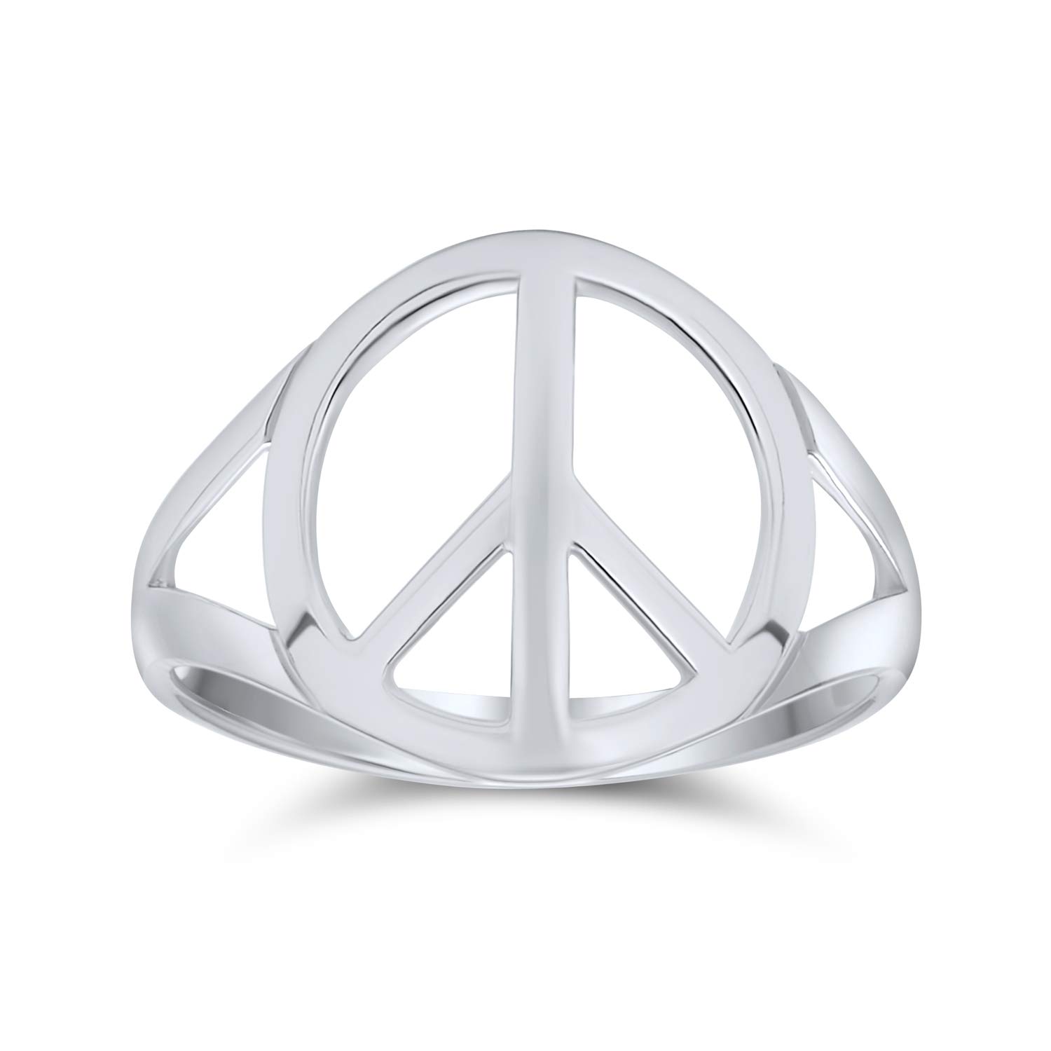 Stile retrò, semplice, in argento Sterling 925, simbolo aperto, simbolo della pace, anello con fascia divisa, per adolescenti e donne