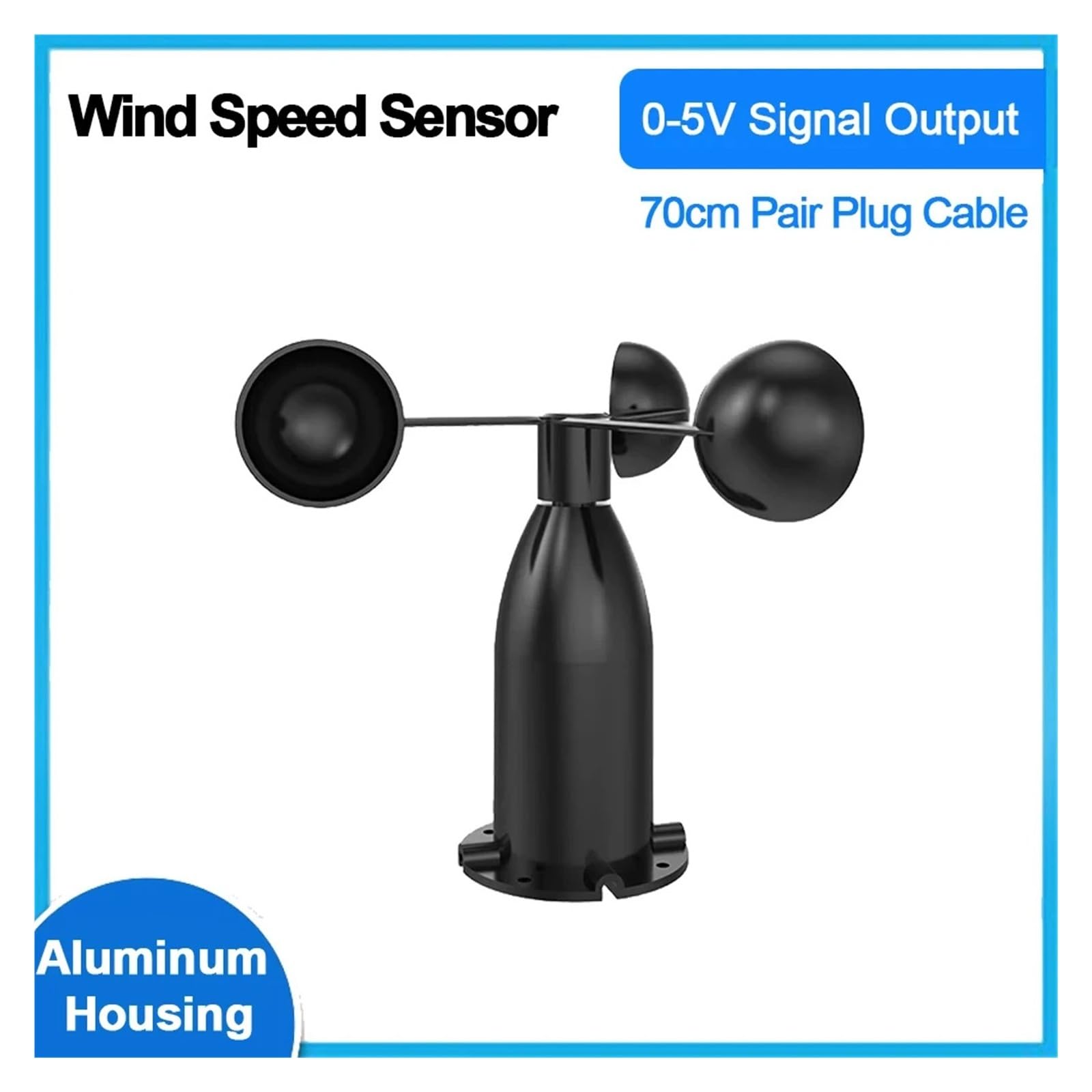 0-30m/s Aluminum Alloy Wind Speed Sensor, RS485 0-5V 0-10V 4-20MA Output, High Precision Wind Speed Detector Transmitter(0-5V)