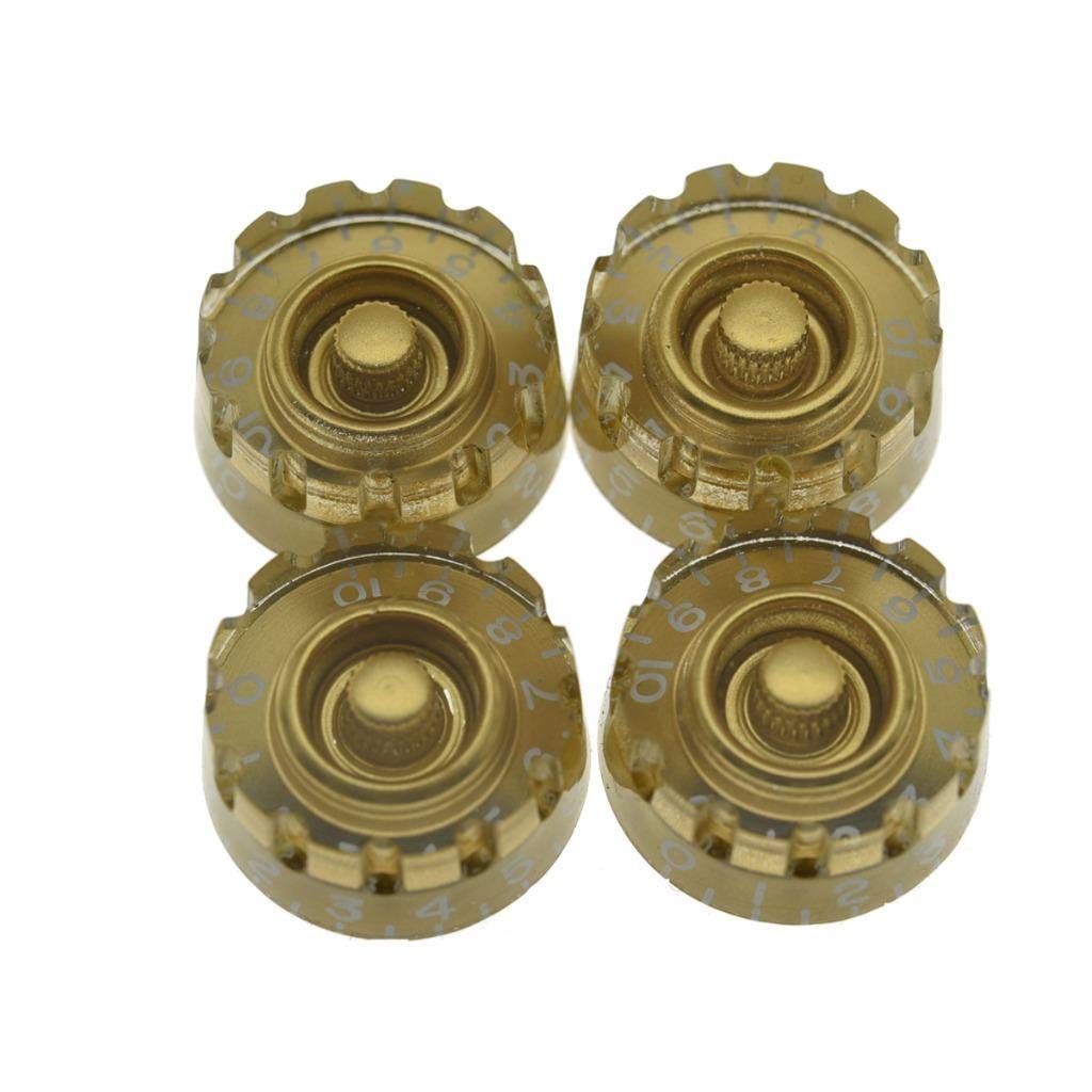 Dopro4pcs USA(Imperial) LP Guitar Knurled Speed Dial Knobs 24 Fine Splines Control Knobs for USA Les Paul/CTS Pots Gold