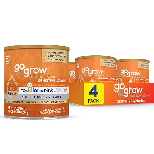 Similac Go & Grow 360 Total Care Sensitive by Similac Bebida nutricional para niños pequeños con 5 HMO, polvo, 23.3 onzas (paquete de 4)
