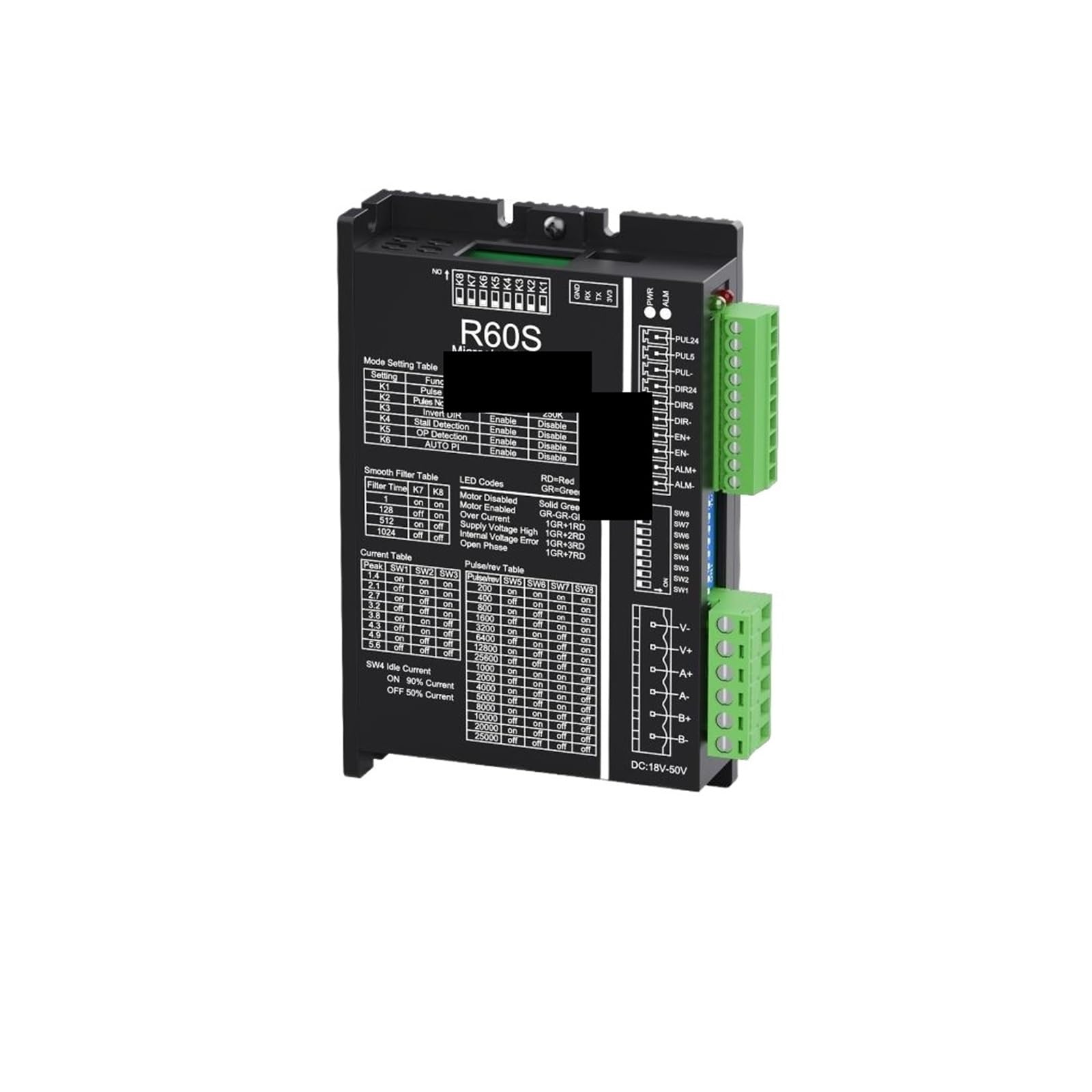 Pilote de moteur pas à pas R60S numérique 24-50VDC 5.6A pour NEMA 23 et 24