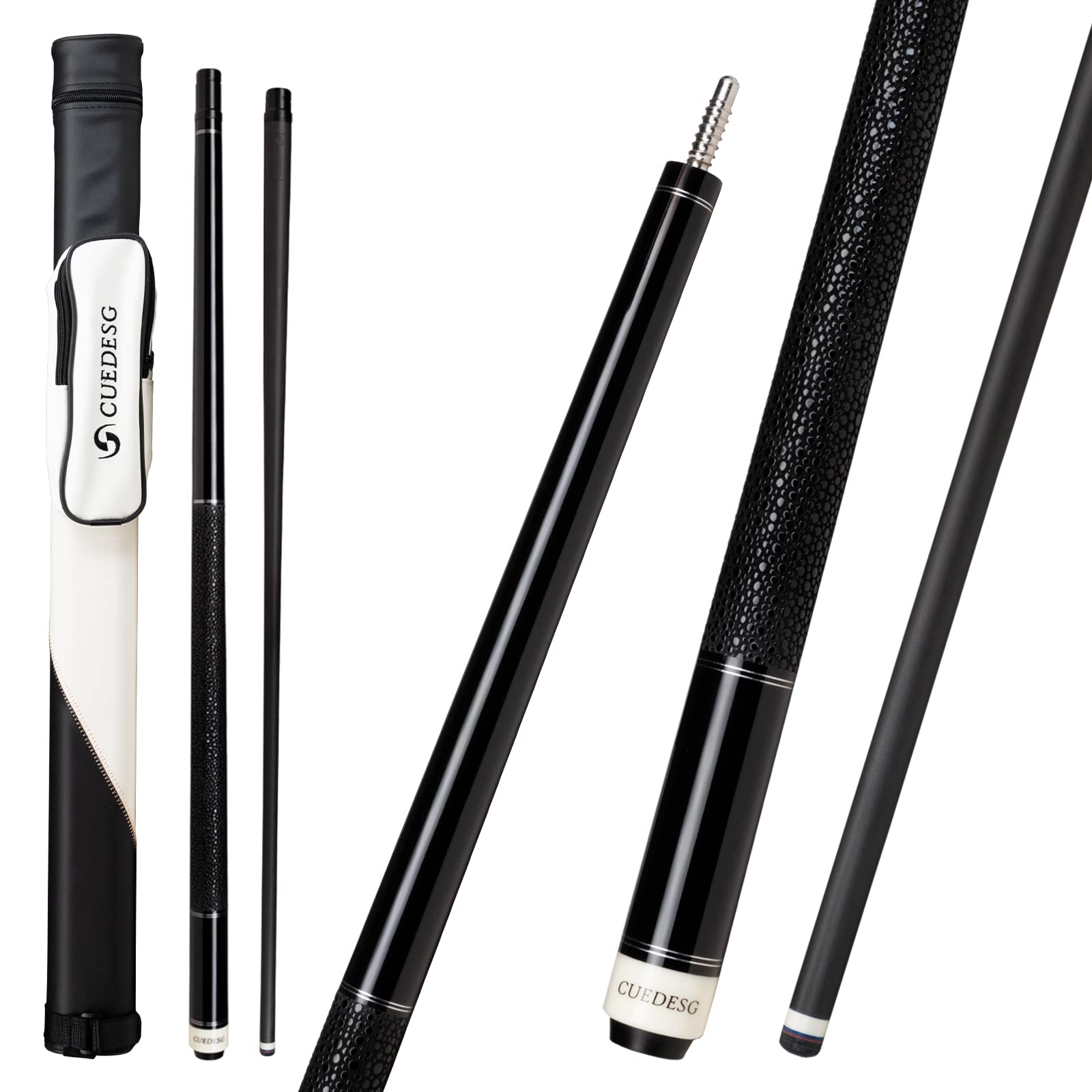 Carbon Fiber Pool Cue Stick 10.5mm/11.8mm/12.5mm,Low Deflection Pool Stick,Professional Cue Stick with Case