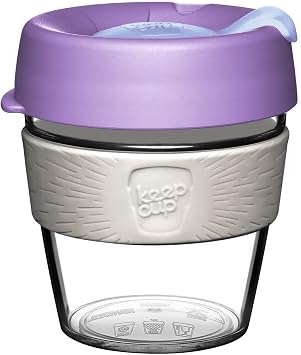 KeepCup Original Clear, Reusable Plastic Coffee Cup | Splashproof Lid, BPA Free, Barista Grade | Small | 8oz / 227ml | Moonshine, Purple