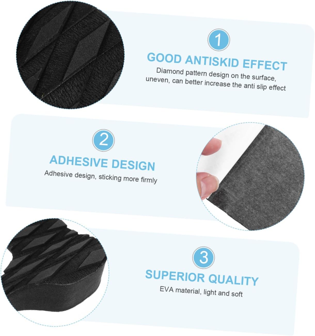 Toyvian 3pcs Surfboard Traction Pads Non- Grip for Enhanced Stability Lightweight Compact Surfing Accessories for All Skill Levels