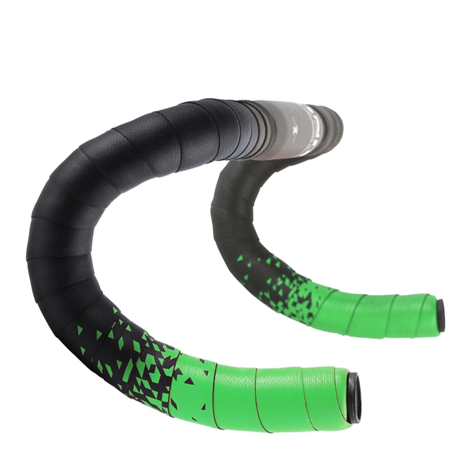 Taśma na kierownicę rowerową, Owijka na kierownicę roweru szosowego, pasek z zatyczkami, 1 para, EVA, rower wyścigowy, owijka(Black Green)