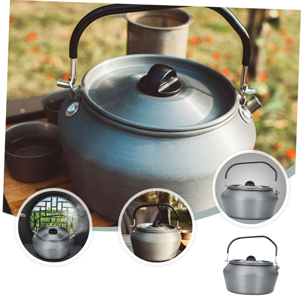 Gatuida Tetera Portátil para Exteriores Capacidad 1, 5 L, Acero Inoxidable