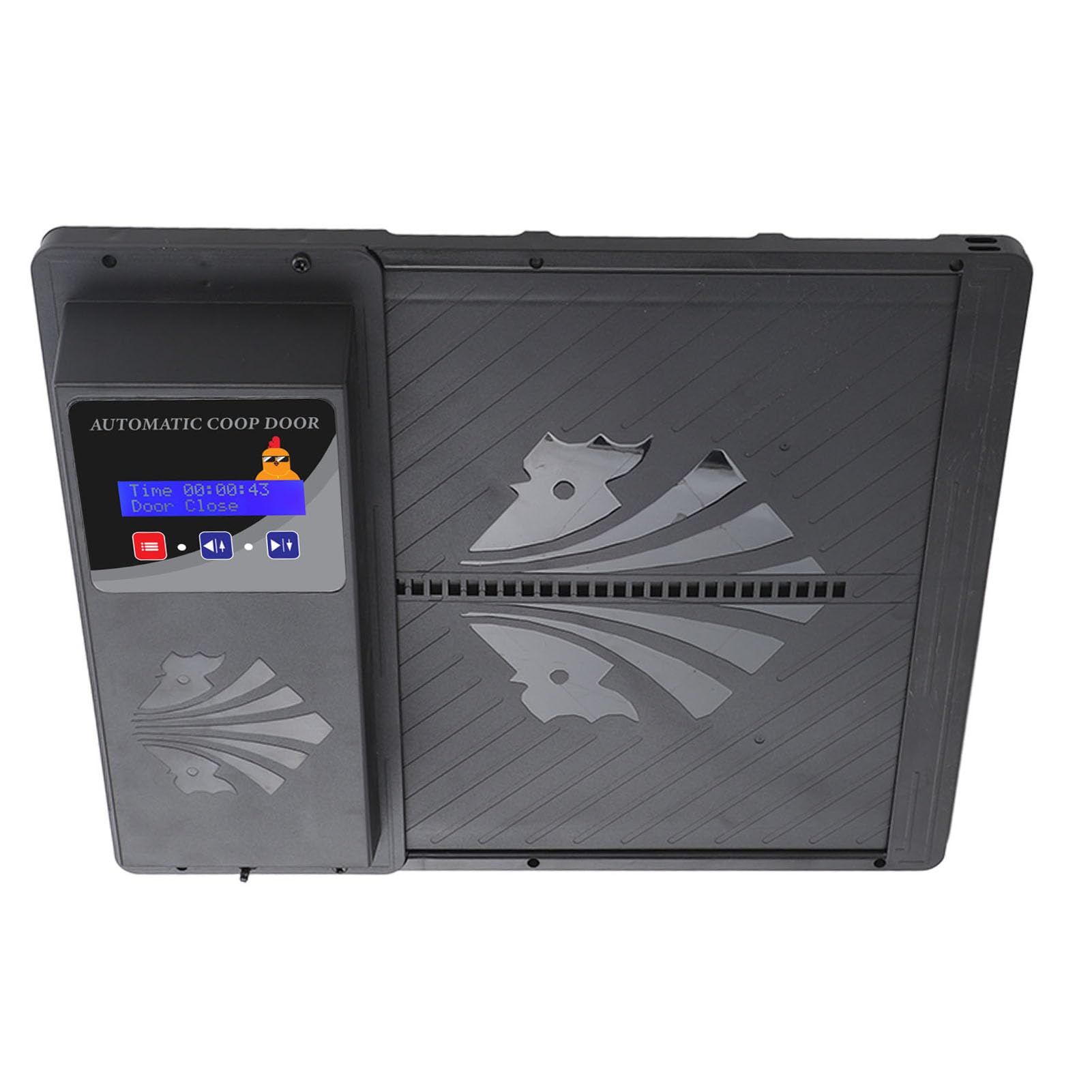 Porta automatica per pollaio, apertura orizzontale USB, apriporta automatica con timer, schermo LCD elettrico, per pollaio, schermo a LED (nero)