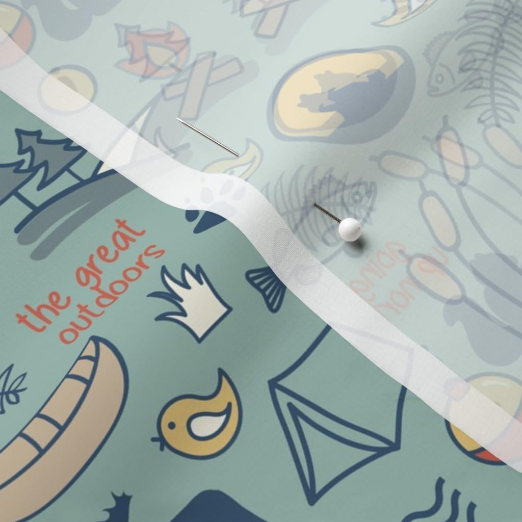 Spoonflower Fabric - Nature Wildlife Outdoors Camping Park Recreation Printed on Chiffon Fabric by The Yard - Sewing Fashion Apparel Dresses Home Decor