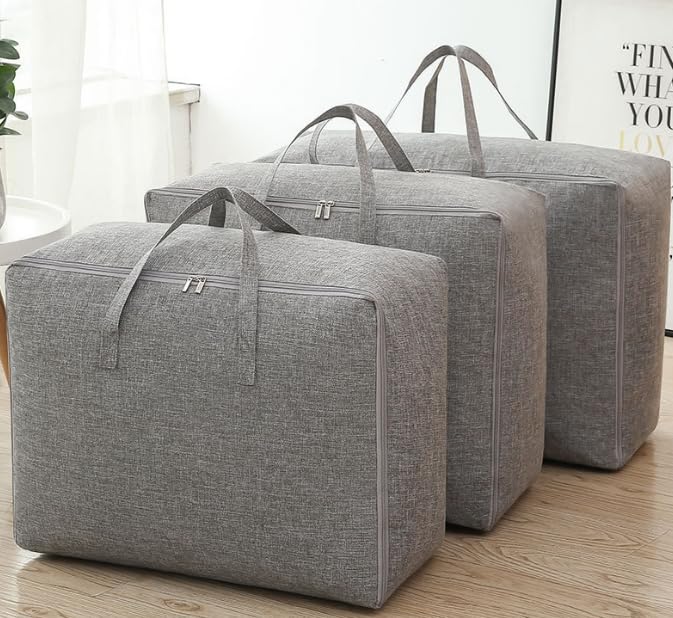 Lot De 3 Sacs De Rangement Housse Couette - Grand Format 58x37x23 Cm - Étanche, Anti-poussière - Zip Double