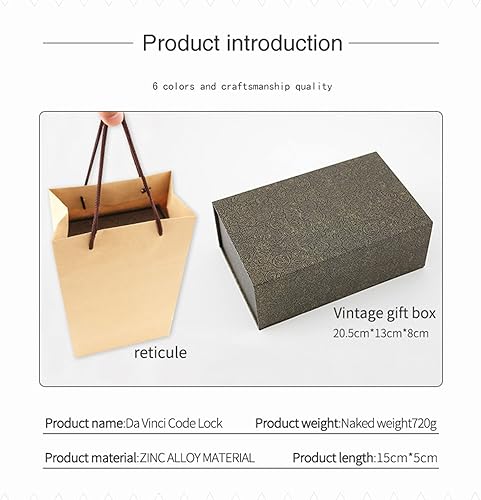 Miniatura 8 de Cryptex Da Vinci Code Mini Rompecabezas de bronce con candado de bronce, regalos para el día de San Valentín para él, ella, hombres, mujeres, papá,