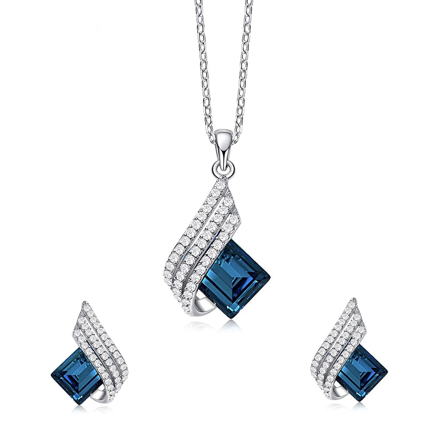 Yellow Chimes Pendant Set for Women and Girls Blue Crystal Pendant Set For Women | Silver Toned Pendant With Earrings Set for Girls | Birthday Gifts For Women Valentine Gift for Girls (B0BNBCC951) Amazon Price History, Amazon Price Tracker
