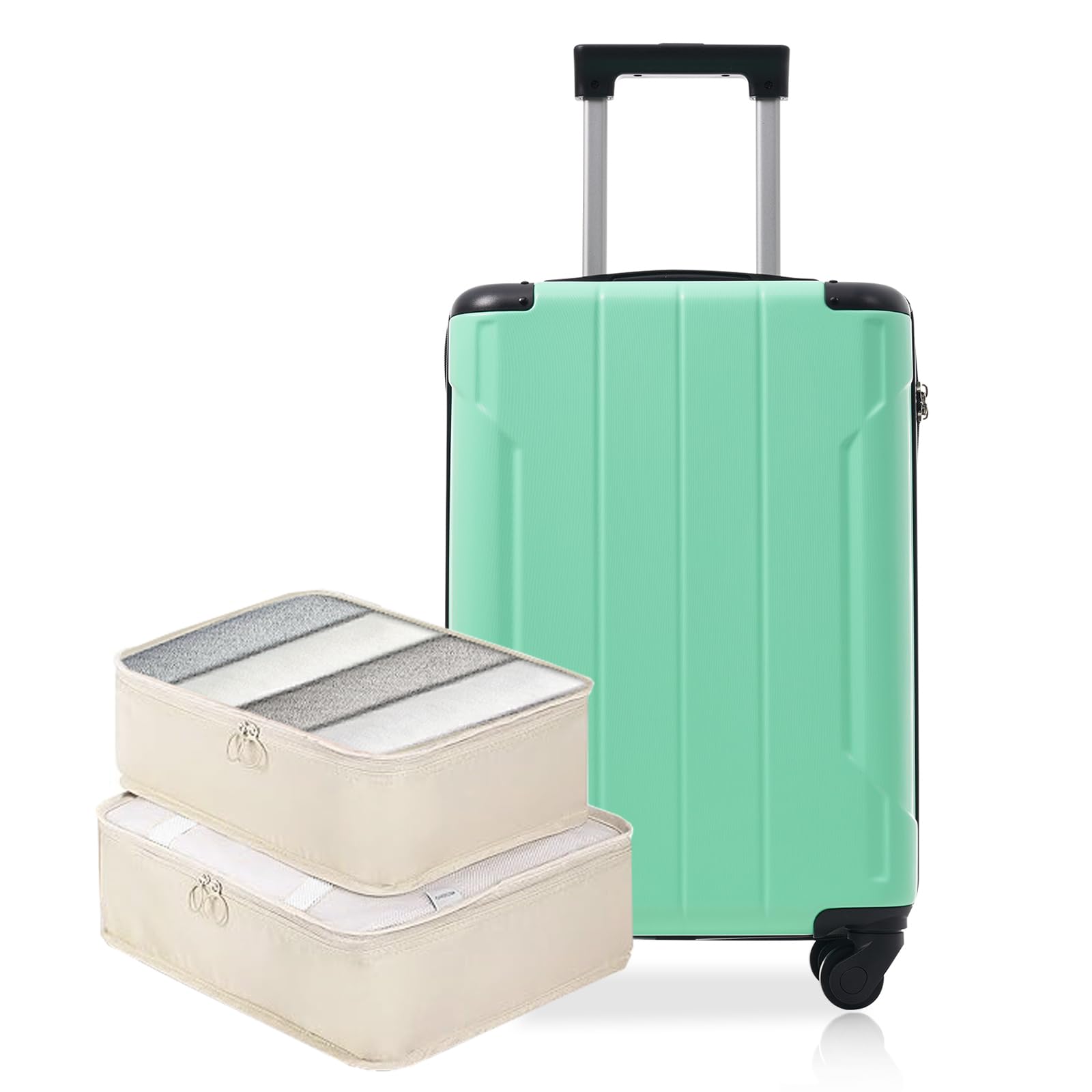 Merax Carry on Luggage Set, 20 Inch Hardshell ABS Suitcase with Spinner Wheels, Built-in TSA Lock & 2 Packing Cubes Airline Approved for Business Weekend Travel