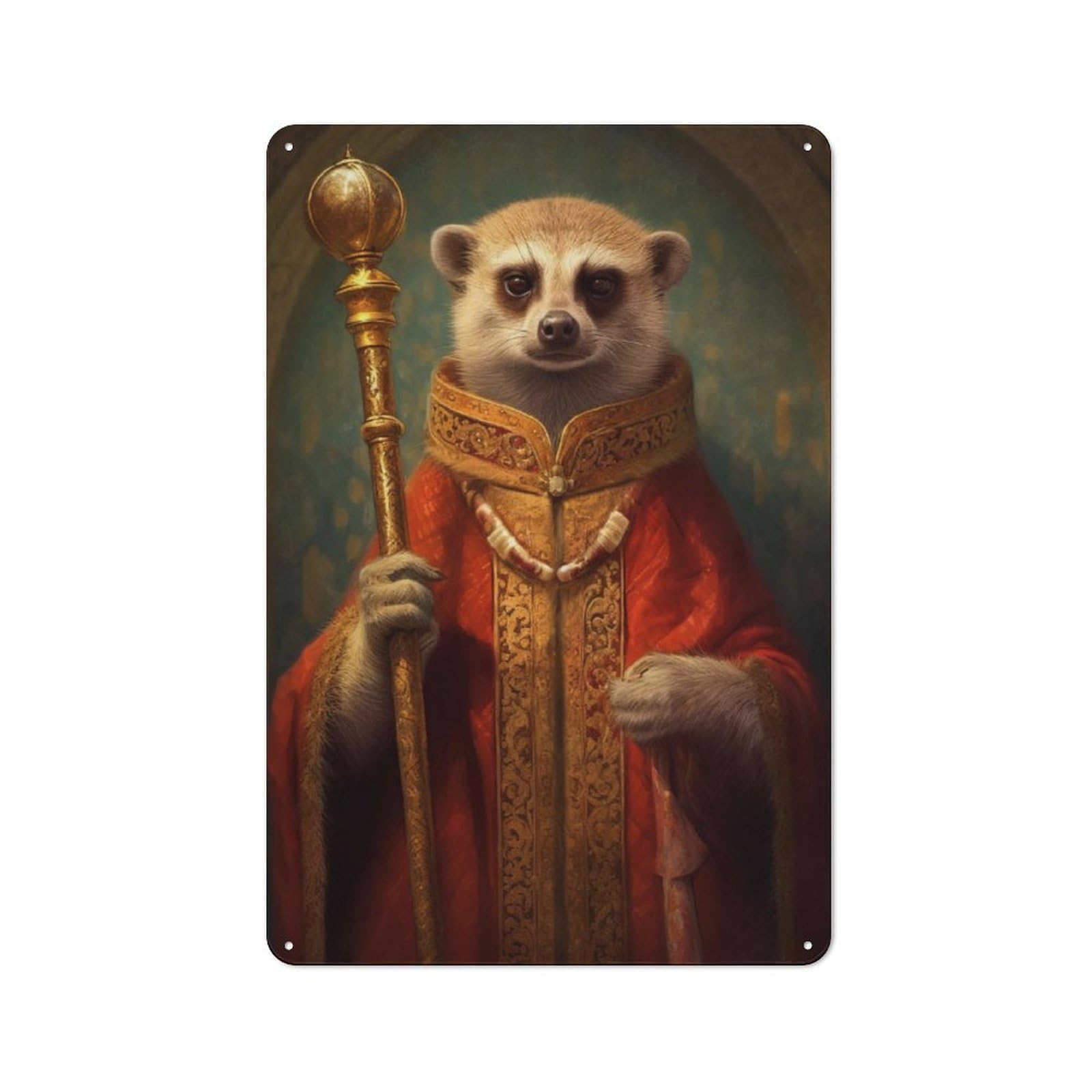 Junmoney King Meerkat With A Crown Vintage Tin Sign 30X20cm With For Dining Room Or Kitchen, For Vintage Wall Decor Fans, For Metal Sign Collectors