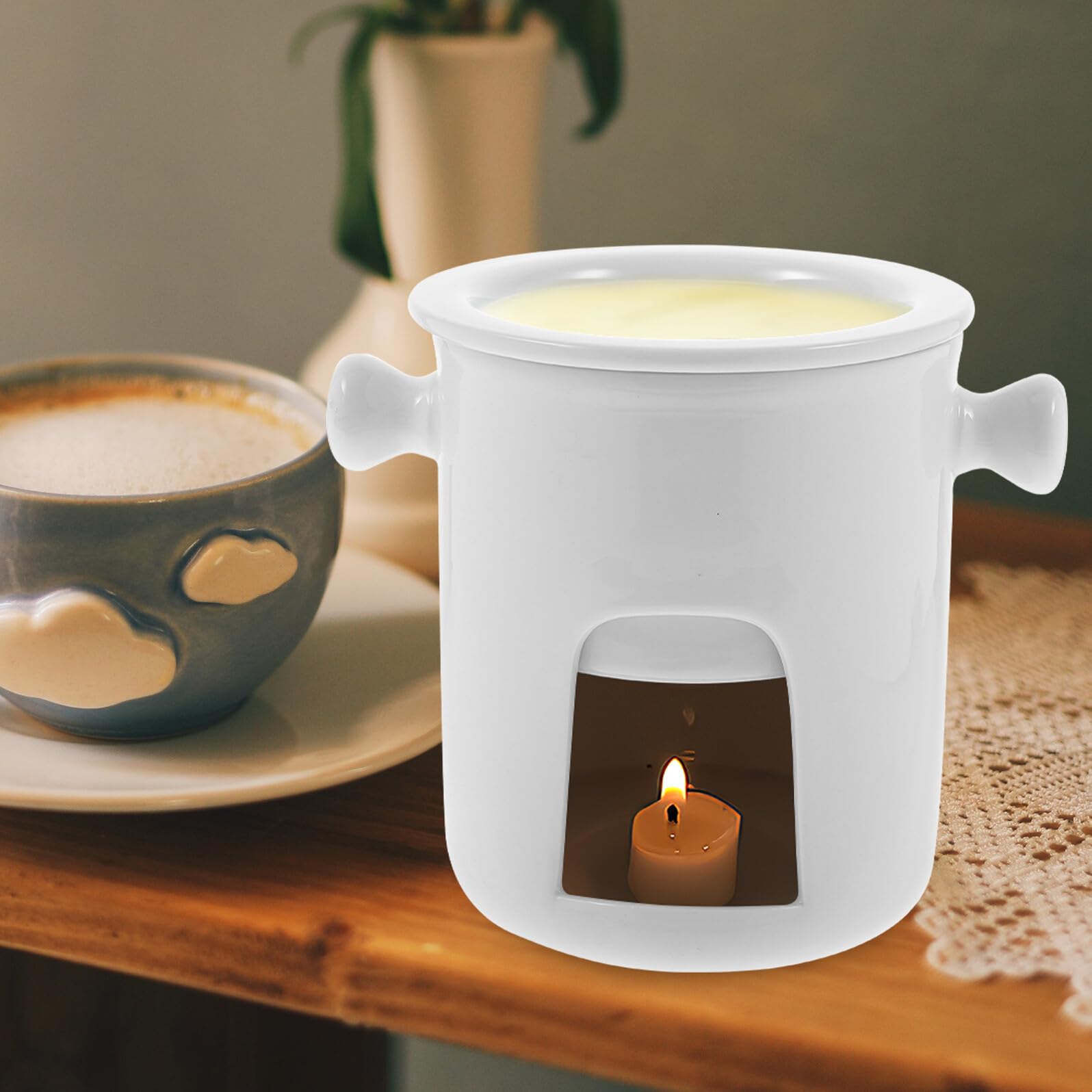 Gadpiparty Keramik Schokoladenfondue Topf, Weiß, Einzigartiges Design