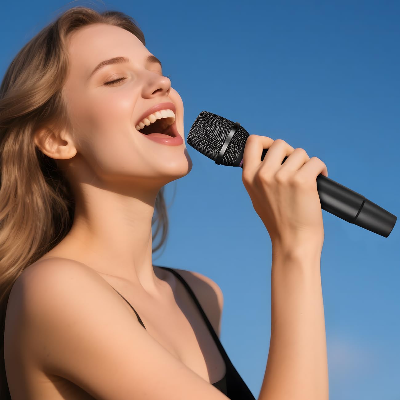 Depusheng Microfono wireless S2, microfono dinamico palmare, microfono per karaoke con ricevitore ricaricabile per feste di matrimonio, chiese e club (DPS-S2-2)