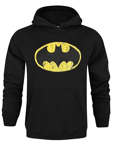 Batman Distressed Logo Black Men's Hoodie