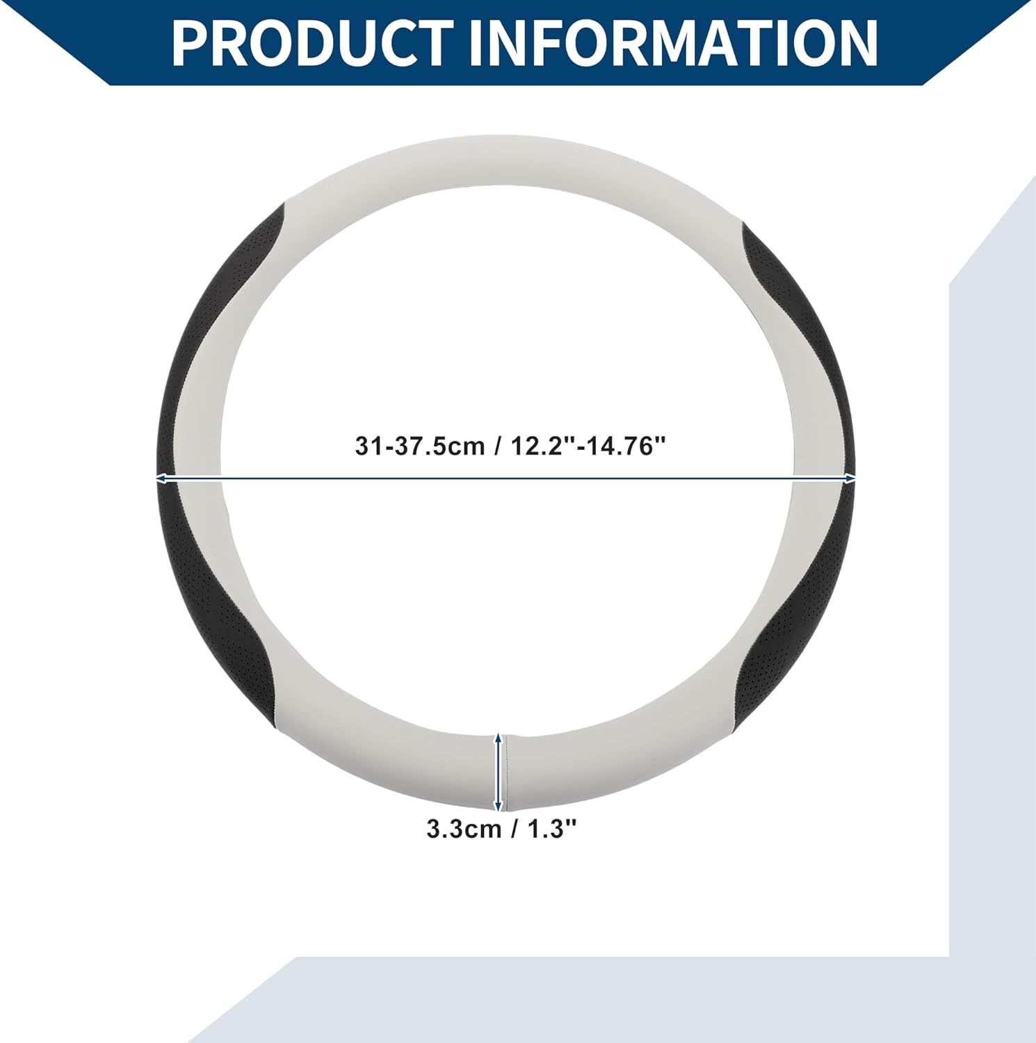 Steering Wheel Cover/Front Steering Wheel Accessories for Car Vehicle/Durable Round Shape Leather / 1 Pcs Beige Gray Black