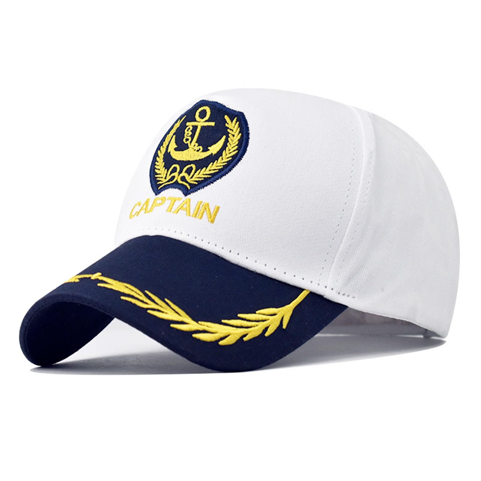 FUIPVGI Captain Hat Sailor Baseball Cap, Costume Accessory Yacht Hat with Gold Embroidery Anchor Skippers Cap