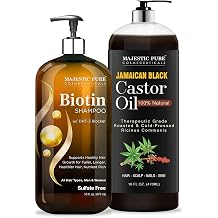 Majestic Pure Jamaican Black Castor Oil 16 oz and Biotin Shampoo with DHT-3 Blocker 16 oz Bundle