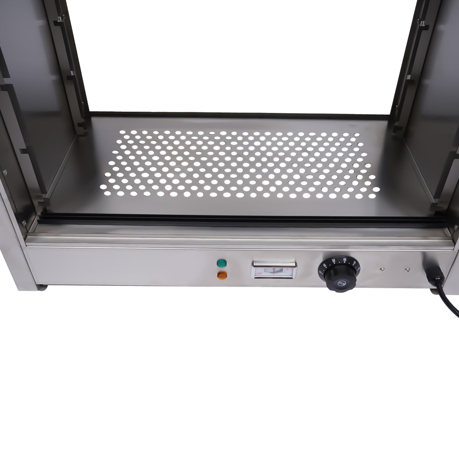 Vetrina per alimenti a 4 piani, per conservare il calore, per snack e spuntini commerciali, illuminata, calda e commerciale, 800 W, 30 – 85 °C