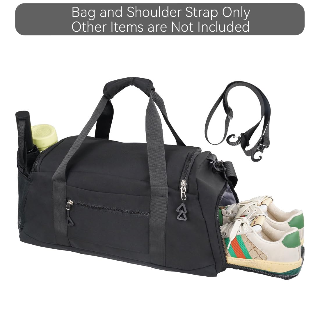 Bolsa deportiva para gimnasio con bolsillo húmedo y compartimento para zapatos, para hombres y mujeres, bolsa de viaje para avión, deporte, gimnasio, natación, yoga, color negro, 33 L, ligera