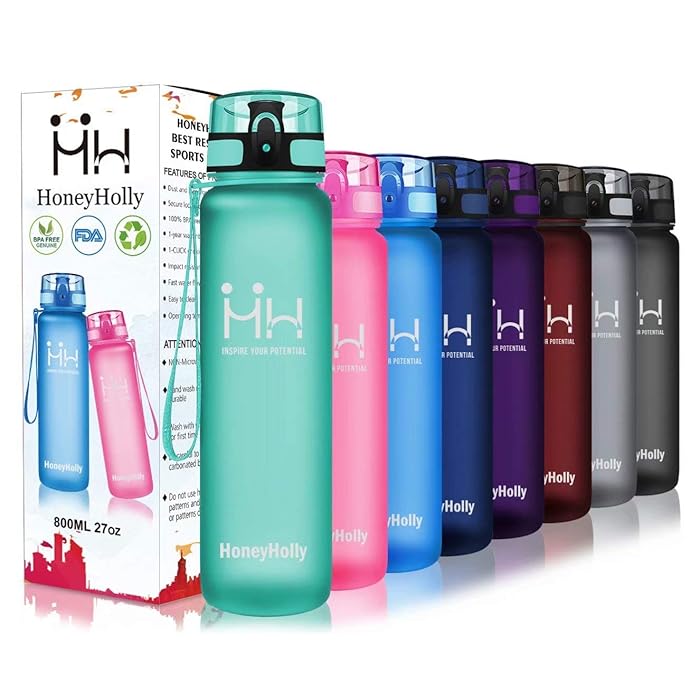 Buy HoneyHolly Sports Water Bottle with Time Markings, 500ml Leak Proof