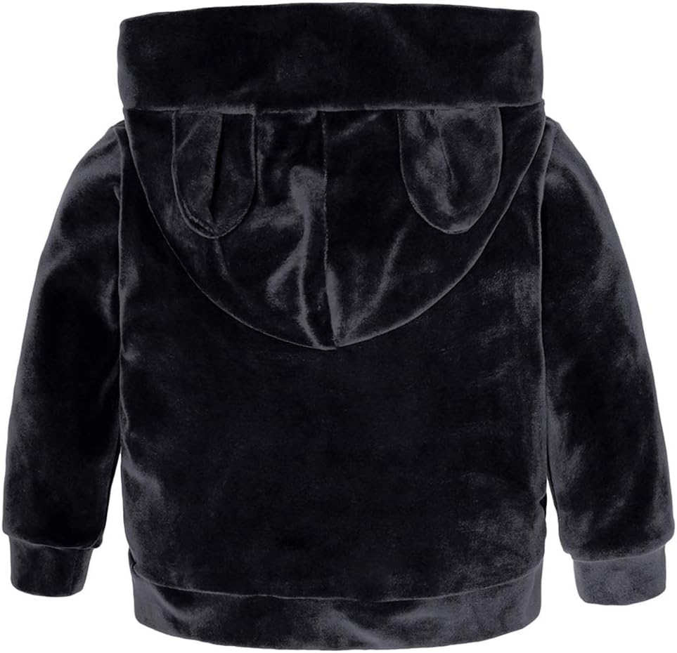 Boys Girls Velvet Hooded Tracksuit Sweatshirt Top + Sweatpants Hoodie Outfit Set - Image 2