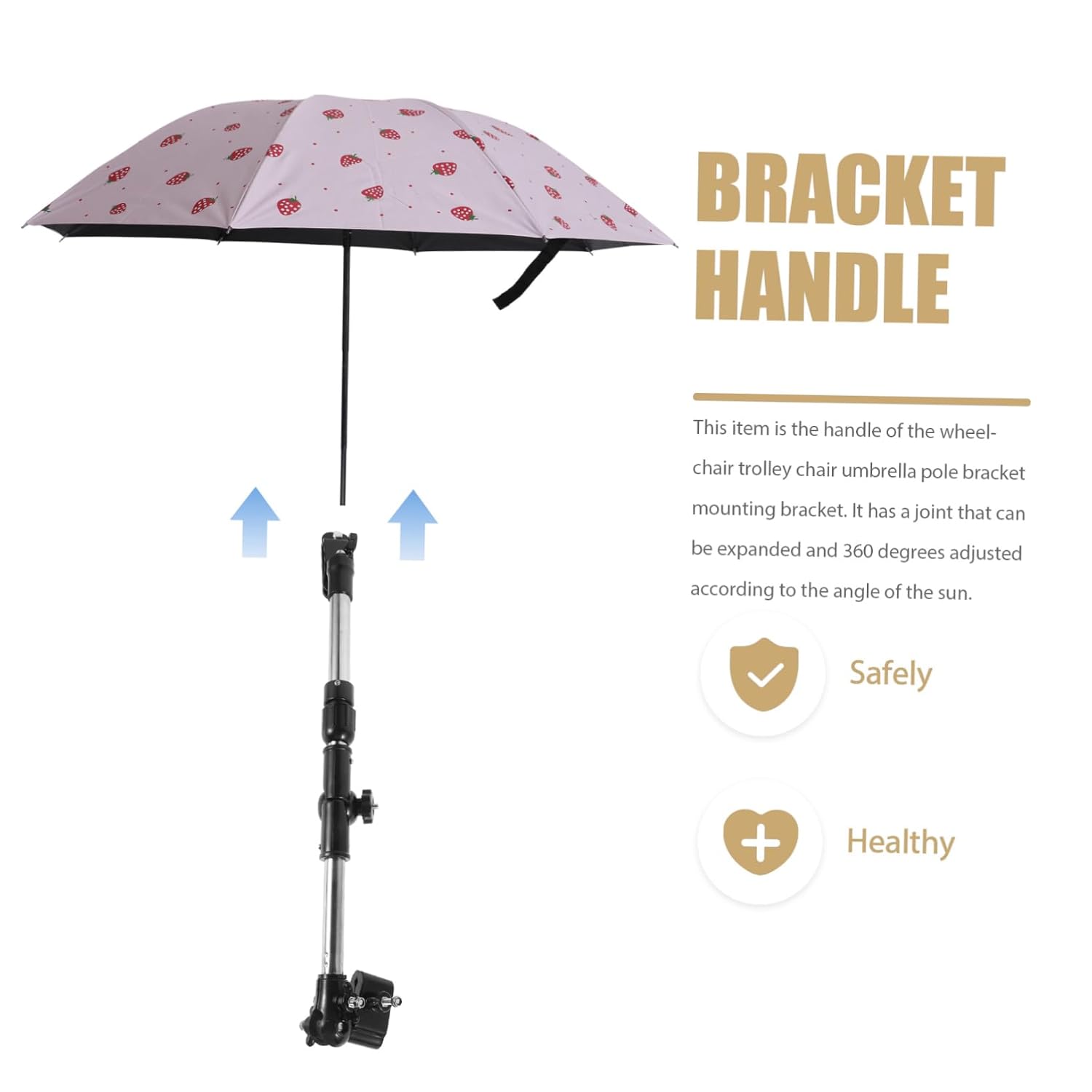 Adjustable Stainless Steel Umbrella Holder for Wheelchair and Bicycle Compact Design for Go Protection from Sun and Rain Black