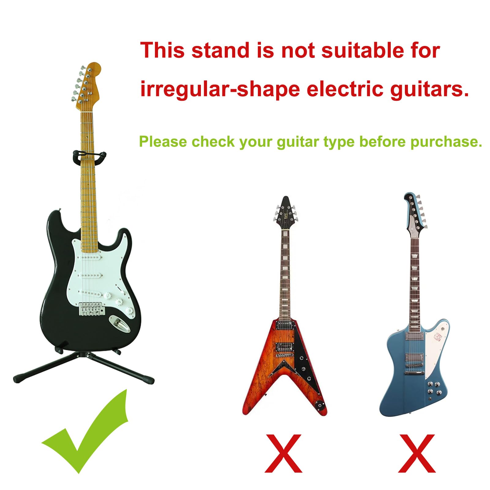Rayzm Supporto per chitarra con regolazione in altezza, Supporto da pavimento in metallo per chitarra acustica/elettrica/classica, basso, mandolino e banjo