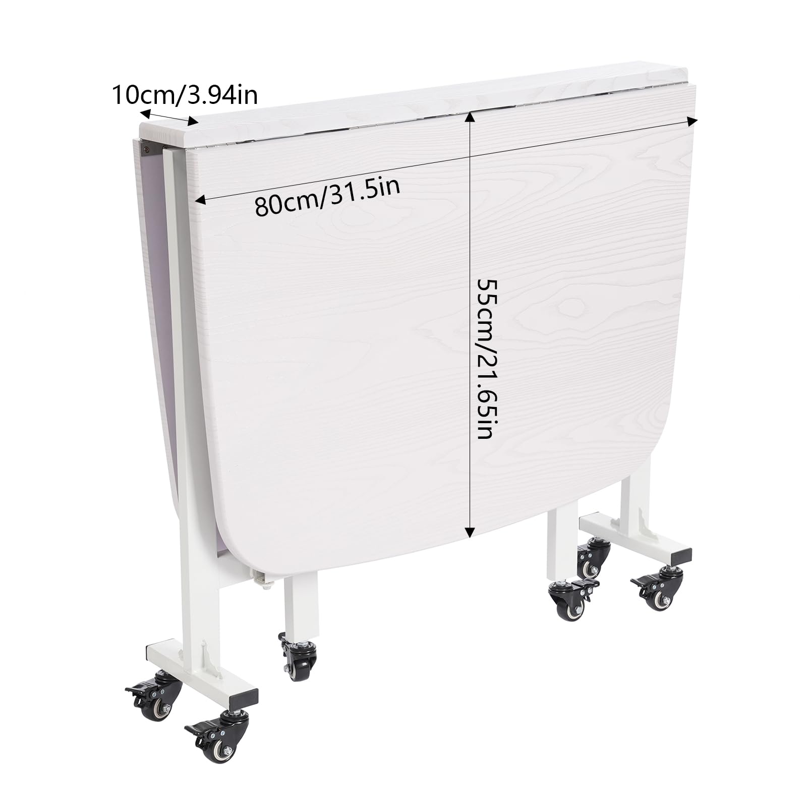 Mesa de comedor, 120 x 80 x 75 cm, extensible con 6 ruedas, capacidad de carga 100 kg, mesa de comedor plegable para 4-6 personas, para parques, salones, restaurantes (blanco)