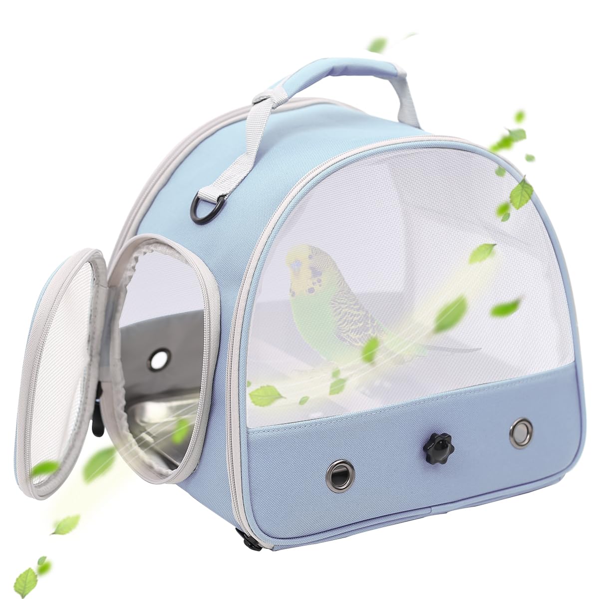 Bird Carrier, Portable Small Bird Parrot Parakeet Carrier with Standing Perch and Soft Mat (NO Tray), Side Access Window Collapsible