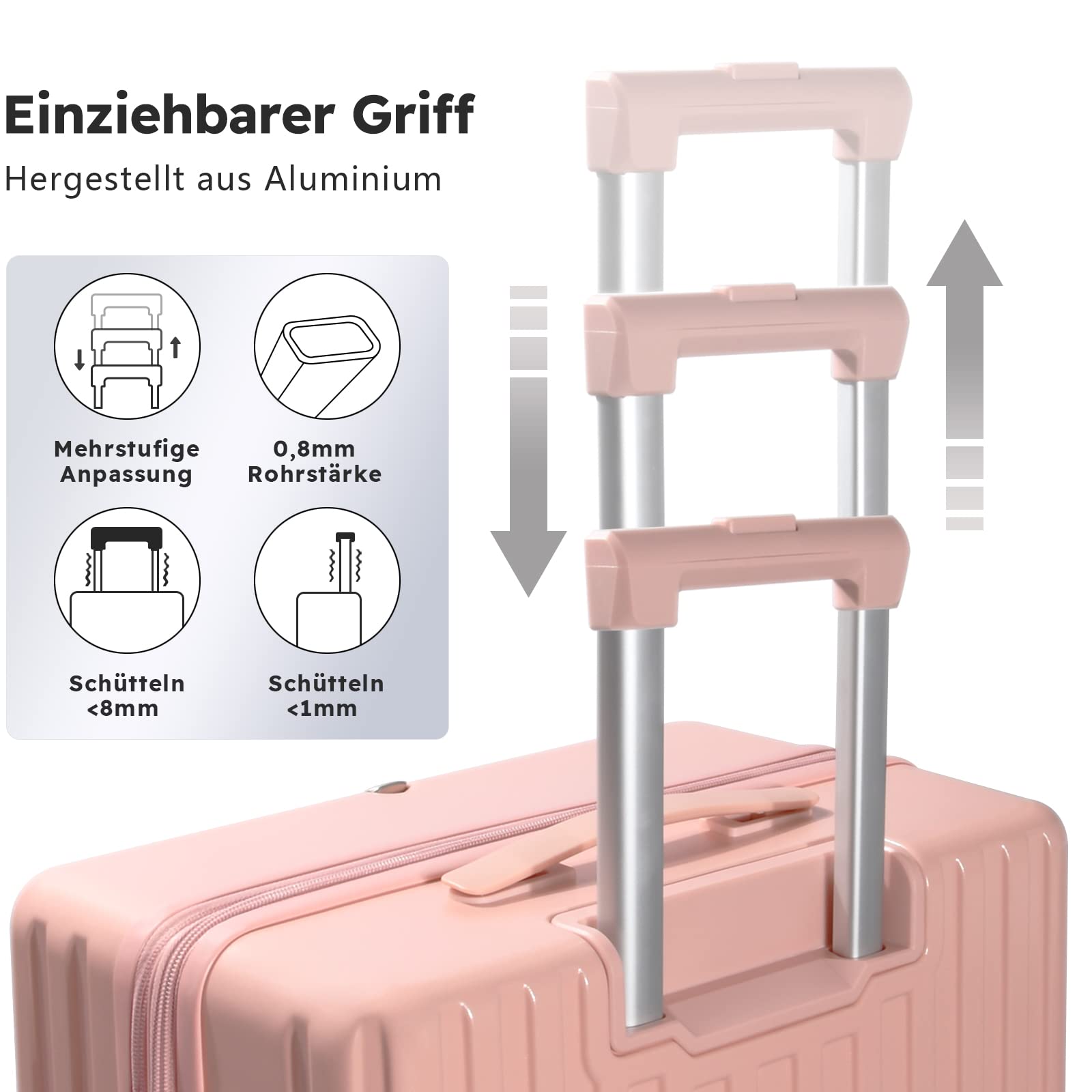 Koffer Mittelgroß Erweiterbare Hartschale aus Polycarbonat, 71–85 L | Erweiterbarer Hartschalen-Reisekoffer aus leicht Polycarbonat, Mittelgroßer Koffer mit 4 Laufrollen und Haken, 65x44x27/32 cm