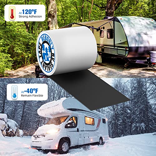 Bebobly Rv Roof Tape, 6 Inch X 50 Foot Uv Resistant & Waterproof Rv Sealant Tape, Permanent Repair Roofing Leak Tape For Rv, Camper, Boat Sealing, White #TOP2