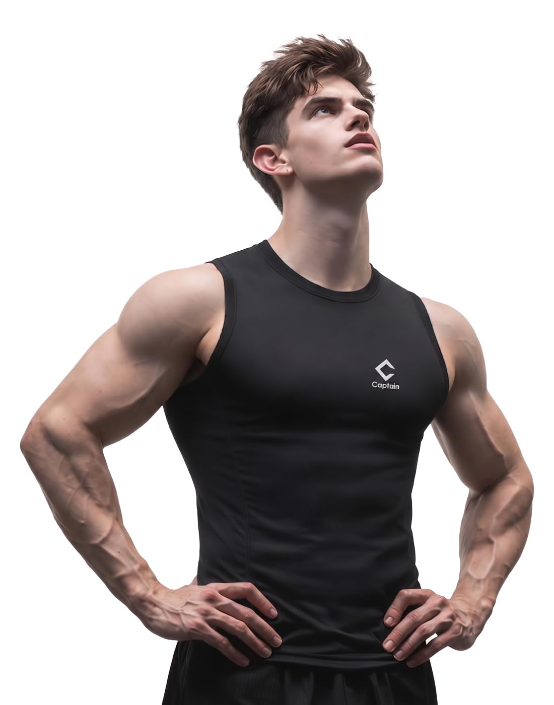 captain lead to win Captain Men's Sleeveless Compression Vest, Ultra Fit Gym Tank Top for Training-picture-16