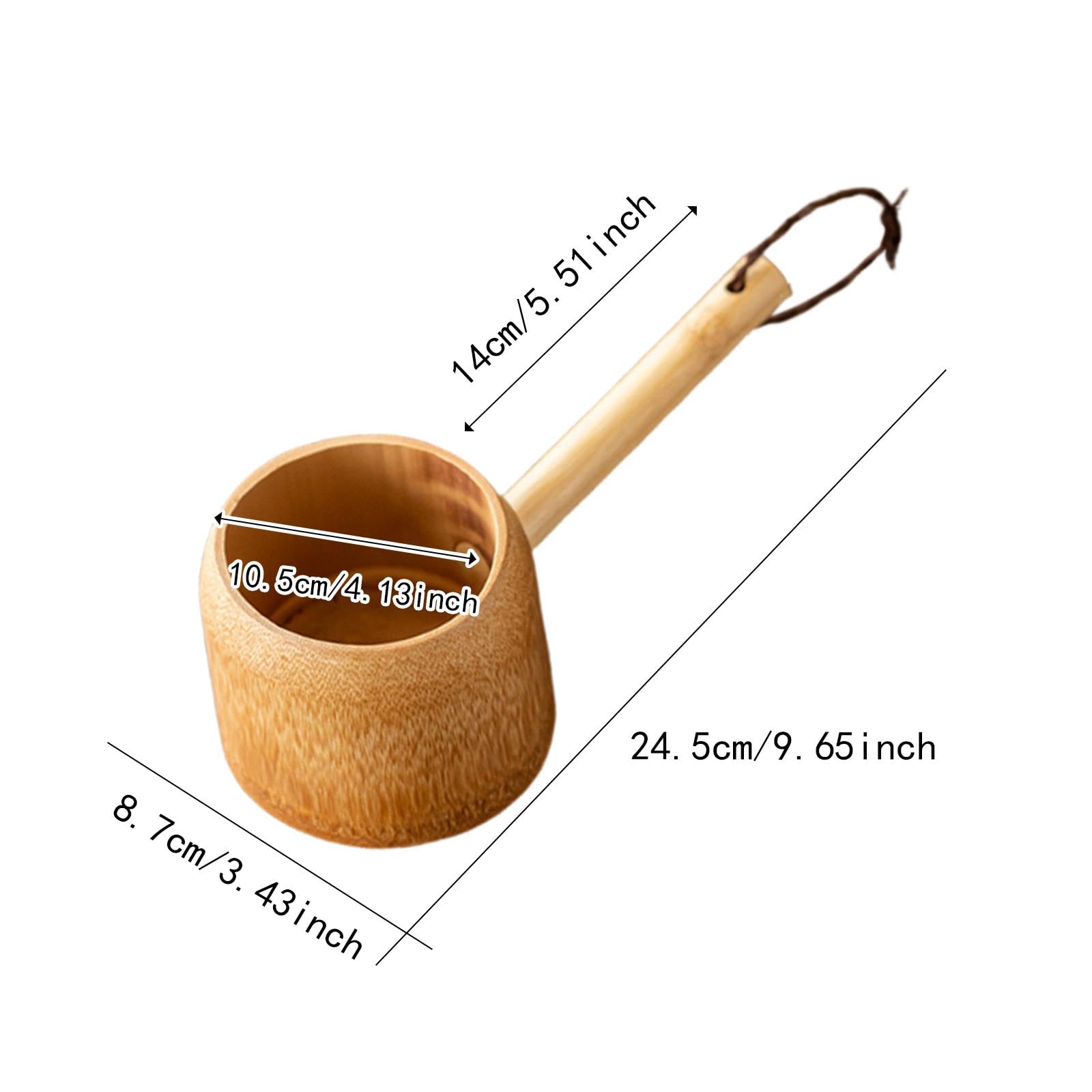 MYCENSE Bamboo Ladle Water Dipper Serving Spoon Rice Spoon Japanese Tea Ceremony Water for Sauna Watering Plants Pouring, Light Color