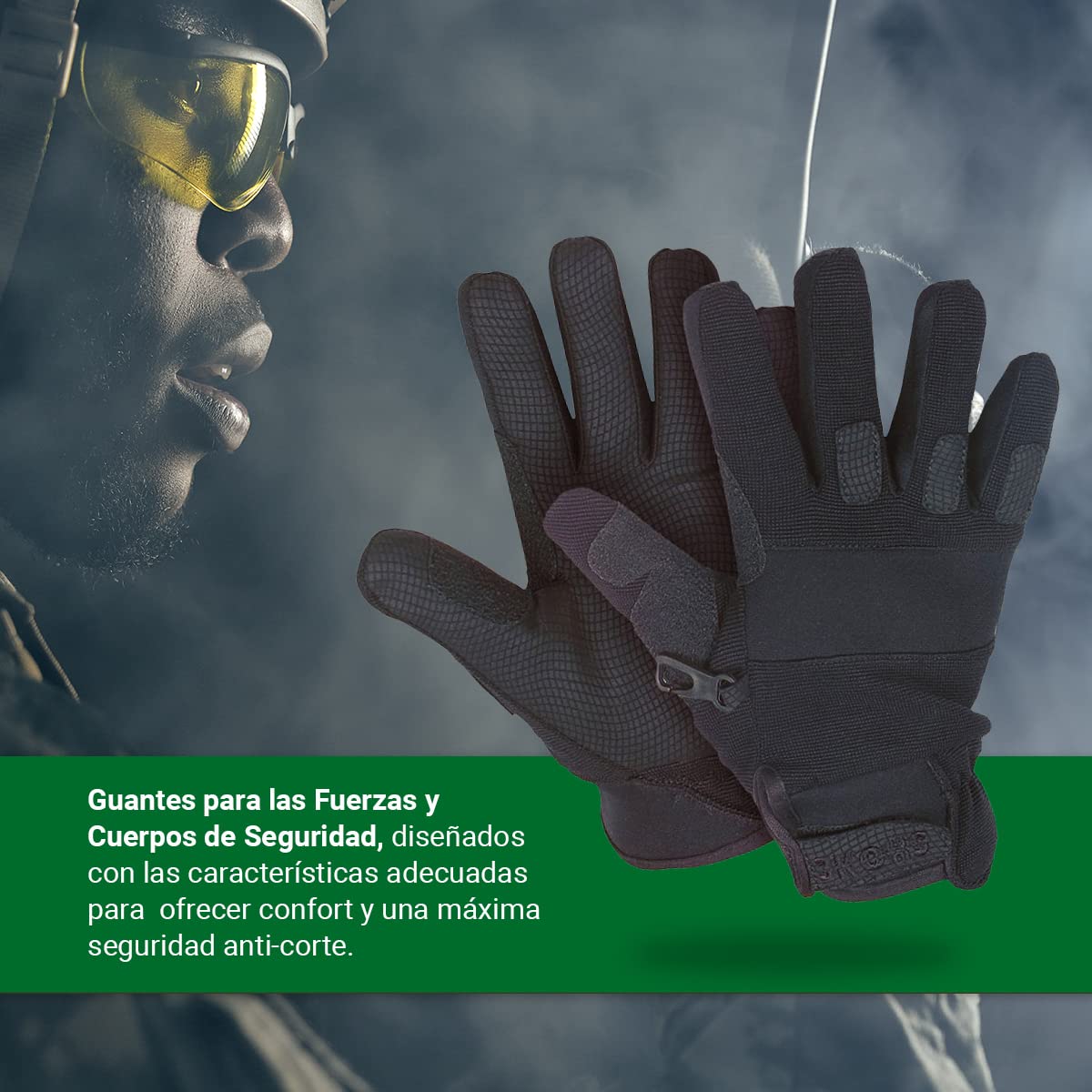 SHOKE - Guantes anticortes policiales nivel 5 - Guantes de trabajo para las Fuerzas y Cuerpos de Seguridad - Protección de kevlar en nudillos y pulgar - Resistencia al corte por cuchilla y abrasión M