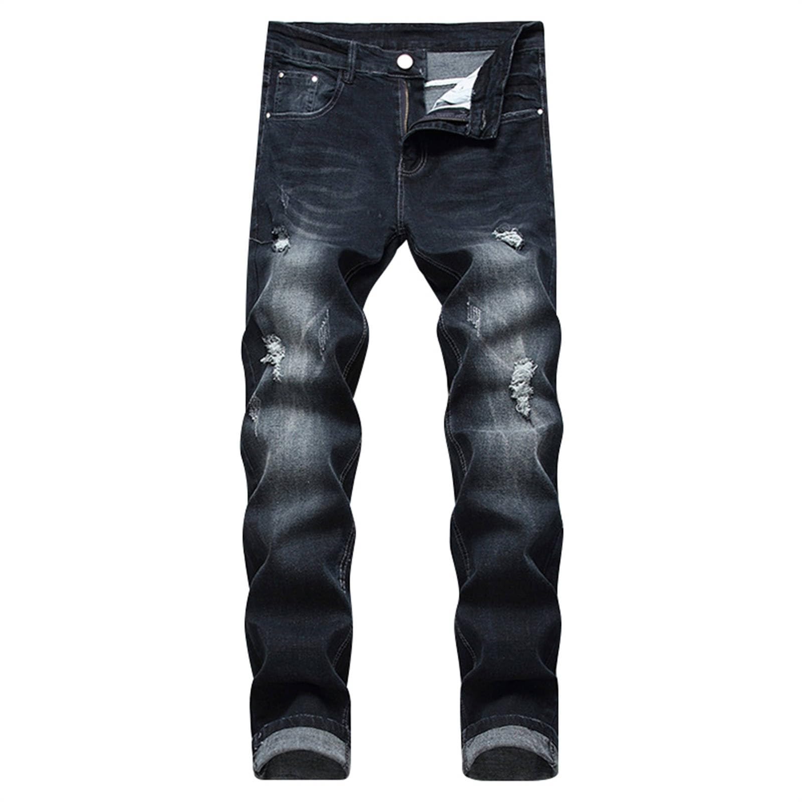 Destroyed - Jeans da uomo, elasticizzati, lunghi, dritti