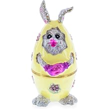 BestPysanky Bunny in the Easter Egg Metal Trinket Box Figurine