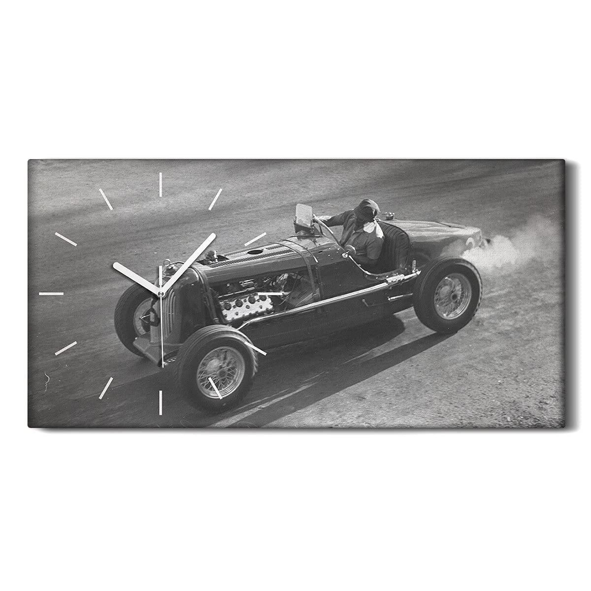 Horloge sur Toile Art Moderne Salon Décoration Murale Grand Prix Oldtimer Voiture Course