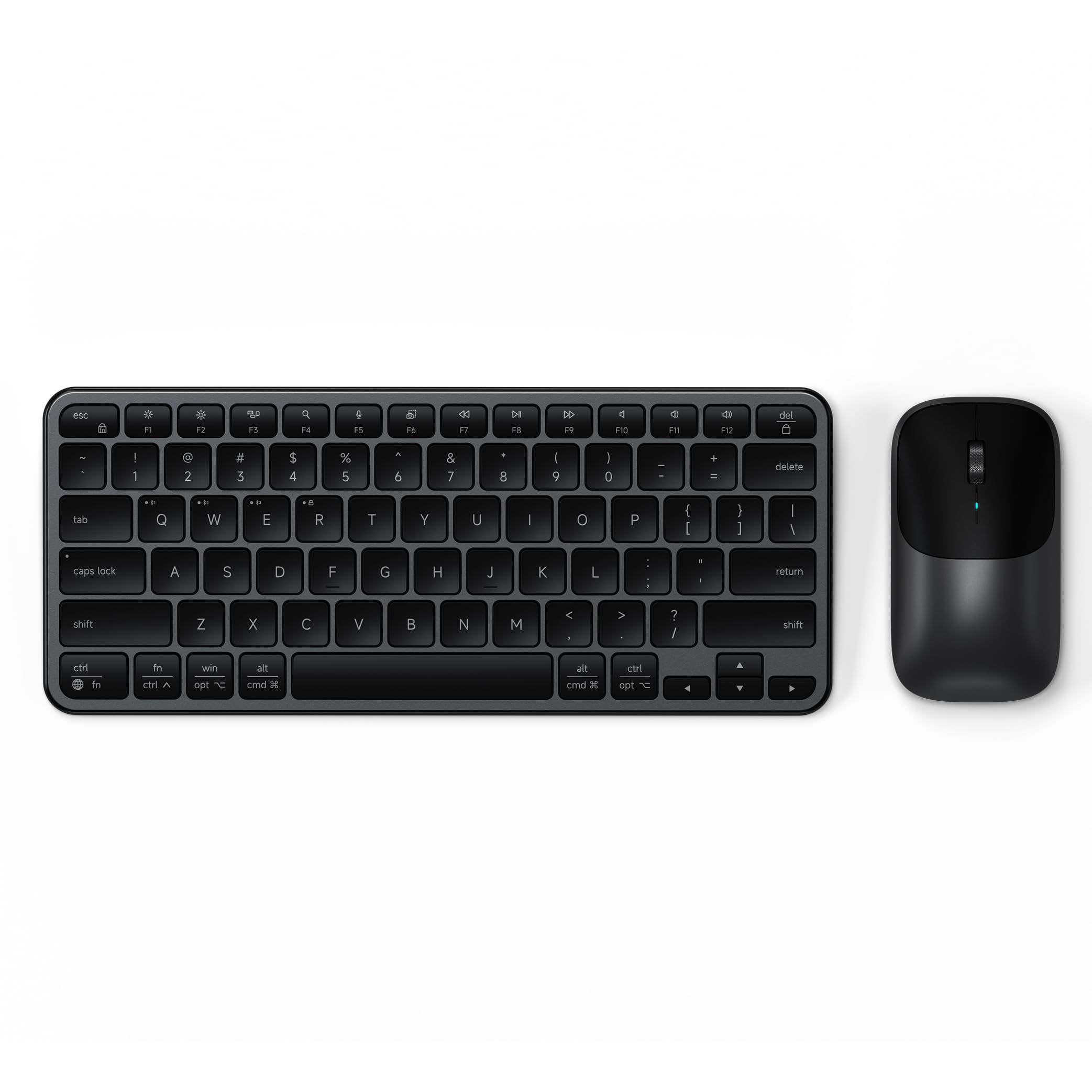 Satechi Combo Tastiera e Mouse Wireless Slim CEX1, QWERTY US, Nero | Layout Americano, Bluetooth multi-dispositivo, ricevitore USB-C, per Mac, Windows e altro