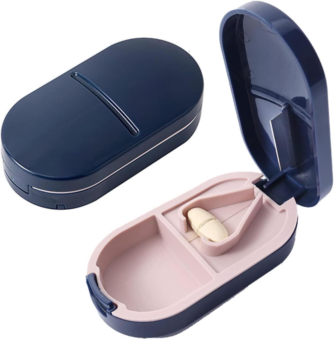 Portable Pill Box with Tablet Cutter, 2 in 1 Medicine Organizer Box for Small and Large Tablets, Compact Pill Storage Case with Built-in Tablet Cutter for Daily Use, Office, Home & Travel-image-28