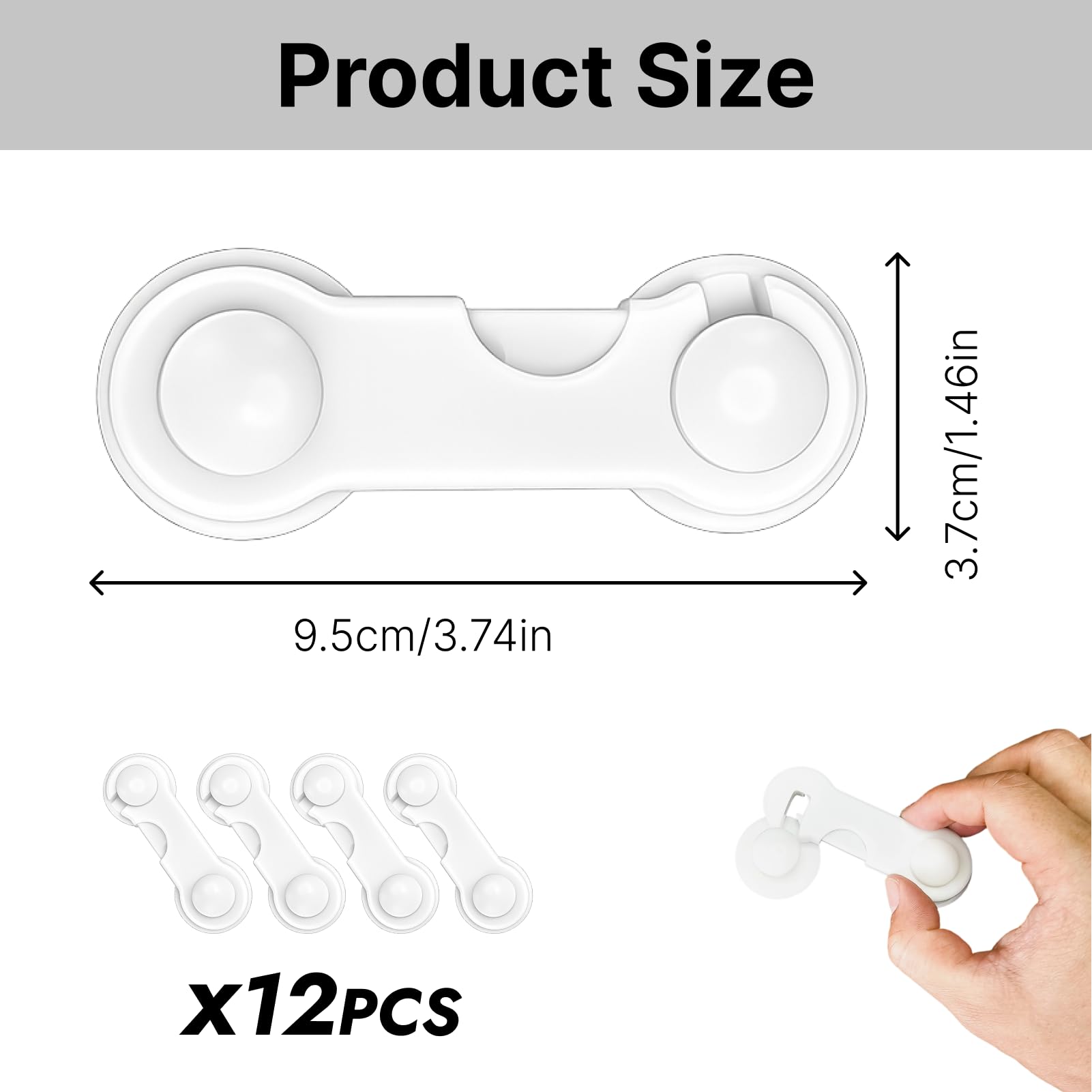 12pcs Securite Placard Enfant, Bloque Porte BéBé, Bloque-Portes, 9,5×3,7cm, Protection BéBé pour Placards, RéFrigéRateurs et FenêTres, Installation Facile Sans PerçAge, Durable et SûR